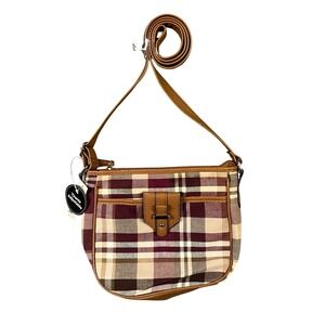 George Crossbody Bag Women One Size Merlot Plaid New Adjustable Strap Purse